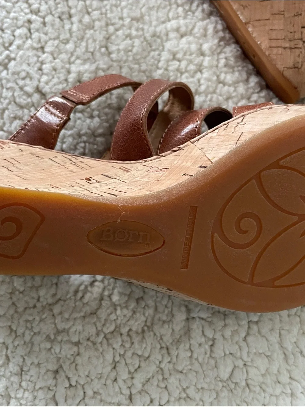 Born Brown Cork Wedge Slide Sandals